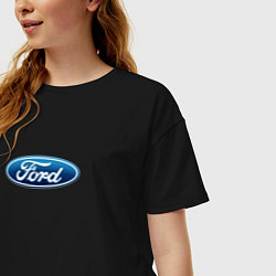 Футболка оверсайз женская Ford usa auto brend, цвет: черный — фото 2