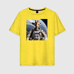 Женская футболка оверсайз Жираф астронавт