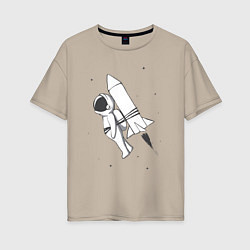 Женская футболка оверсайз Полёт на ракете
