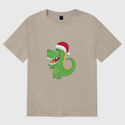 Футболка оверсайз женская Дракон Санта, цвет: миндальный