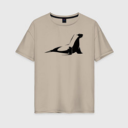 Женская футболка оверсайз Морской котик трафарет