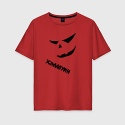 Женская футболка оверсайз Лицо тыквы на хэллоуин