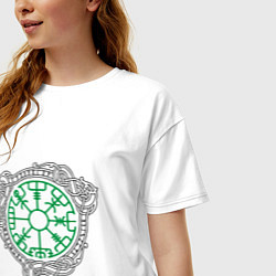 Футболка оверсайз женская Компас викингов вегвизир, цвет: белый — фото 2
