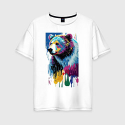 Футболка оверсайз женская Color bear - painting - neural network, цвет: белый