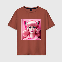 Женская футболка оверсайз Barbie cat