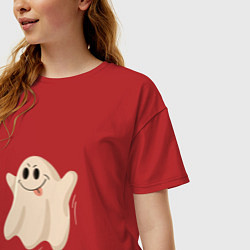 Футболка оверсайз женская Привидение смешное, цвет: красный — фото 2