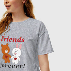 Футболка оверсайз женская Friends forever, цвет: меланж — фото 2