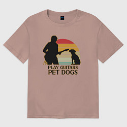 Футболка оверсайз женская Гитары и собаки, цвет: пыльно-розовый