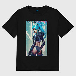 Футболка оверсайз женская Кибер Барби - фантазия - нейросеть, цвет: черный