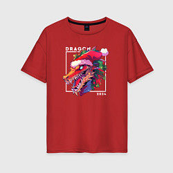 Женская футболка оверсайз Angry Christmas dragon
