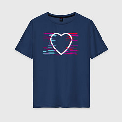 Женская футболка оверсайз Сердце в стиле глитч