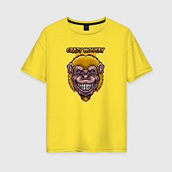 Футболка оверсайз женская Yellow crazy monkey, цвет: желтый