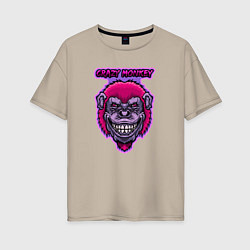 Женская футболка оверсайз Purple crazy monkey