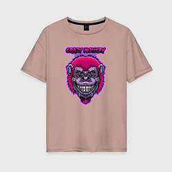 Женская футболка оверсайз Purple crazy monkey