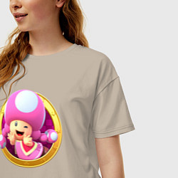 Футболка оверсайз женская Тоад девочка значок, цвет: миндальный — фото 2