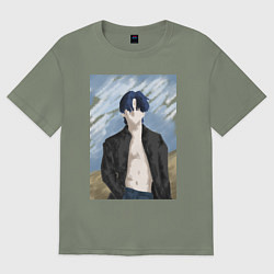 Футболка оверсайз женская Meeting on the beach, цвет: авокадо