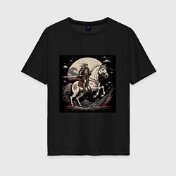 Женская футболка оверсайз Рыцарь на коне под луной