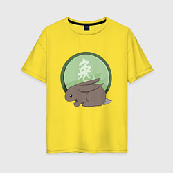 Женская футболка оверсайз Год кролика на китайском