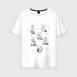 Футболка оверсайз женская Мишки - раскраски, цвет: белый