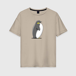Женская футболка оверсайз Мультяшный пингвин сбоку