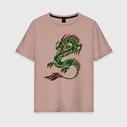 Женская футболка оверсайз Символ года - зелёный дракон