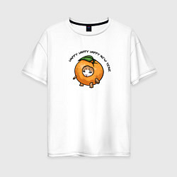 Женская футболка оверсайз Счастливый котенок - мандарин