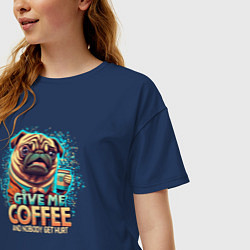 Футболка оверсайз женская Give me coffee, цвет: тёмно-синий — фото 2