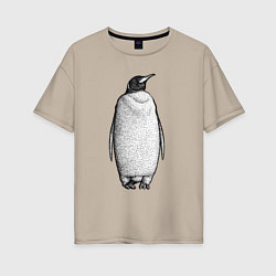 Женская футболка оверсайз Пингвин стоит анфас