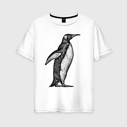 Женская футболка оверсайз Пингвин сбоку