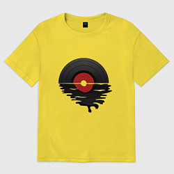 Футболка оверсайз женская Виниловая пластинка закат, цвет: желтый