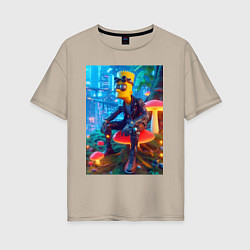 Женская футболка оверсайз Bart Simpson among mushrooms - ai art