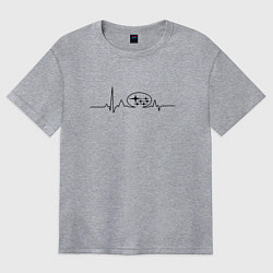 Футболка оверсайз женская Кардиограмма subaru чёрный, цвет: меланж