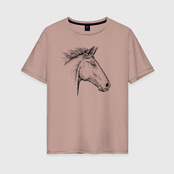 Женская футболка оверсайз Голова лошади в профиль