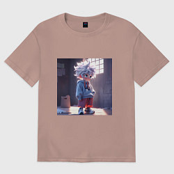 Футболка оверсайз женская Killua Zoldyck аниме персонаж из Hunter x Hunter, цвет: пыльно-розовый