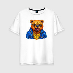 Женская футболка оверсайз Успешный медведь
