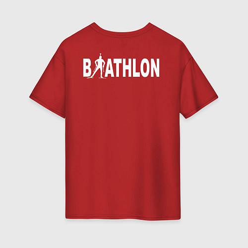 Женская футболка оверсайз Biathlon - снайпер / Красный – фото 2