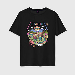 Женская футболка оверсайз Metallica мультяшный стиль