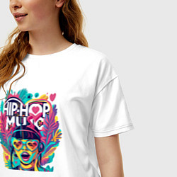 Футболка оверсайз женская Hip-Hop music, цвет: белый — фото 2