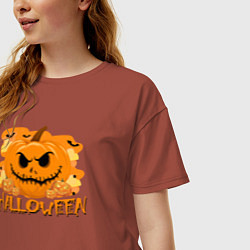 Футболка оверсайз женская Orange holiday halloween, цвет: кирпичный — фото 2