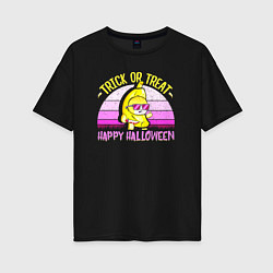 Женская футболка оверсайз Trick or treat happy halloween