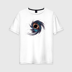 Женская футболка оверсайз Черная дыра с планетами и звездами