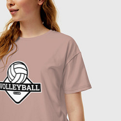 Футболка оверсайз женская Volleyball club, цвет: пыльно-розовый — фото 2