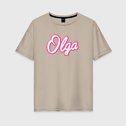 Женская футболка оверсайз Ольга в стиле Барби - объемный шрфит