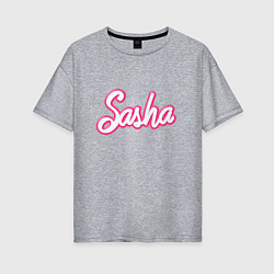 Женская футболка оверсайз Саша шрифтом барби - объемный шрифт