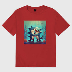 Женская футболка оверсайз Акулы обнимаются