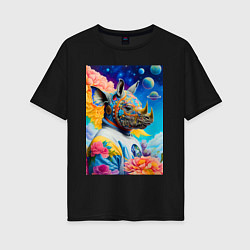 Женская футболка оверсайз Инопланетная носорожка - фантазия