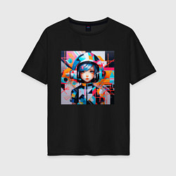 Женская футболка оверсайз Девочка-космонавт