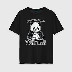 Футболка оверсайз женская Panda volleyball, цвет: черный