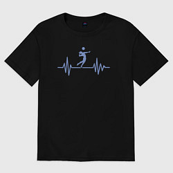 Футболка оверсайз женская Пульс волейбола, цвет: черный