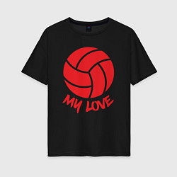 Футболка оверсайз женская Volleyball my love, цвет: черный